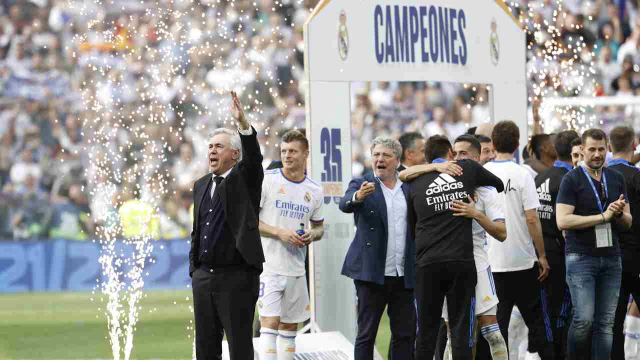 Scudetto Real Madrid, Florentino Perez: "E' la Liga dell'impossibile. Ancelotti tra i migliori della storia"
