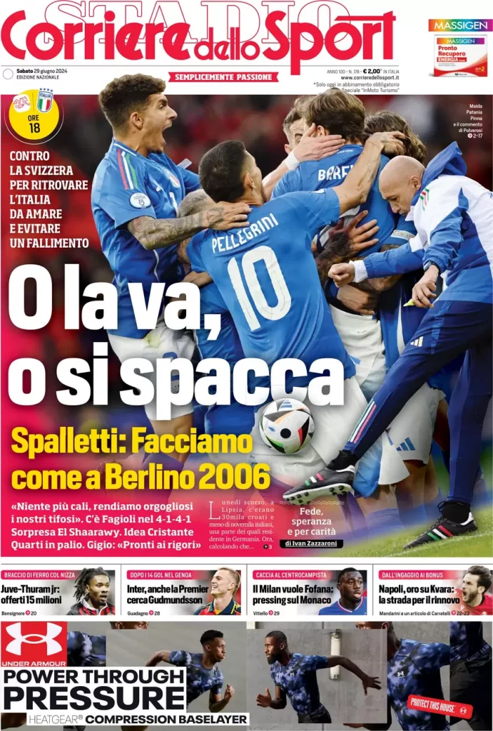 La prima pagina del Corriere dello Sport: "O la va, o si spacca"