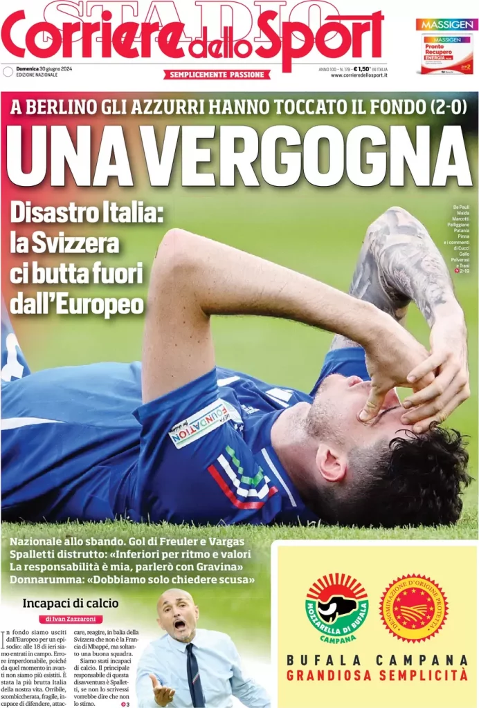 La prima pagina del Corriere dello Sport: "Una Vergogna"