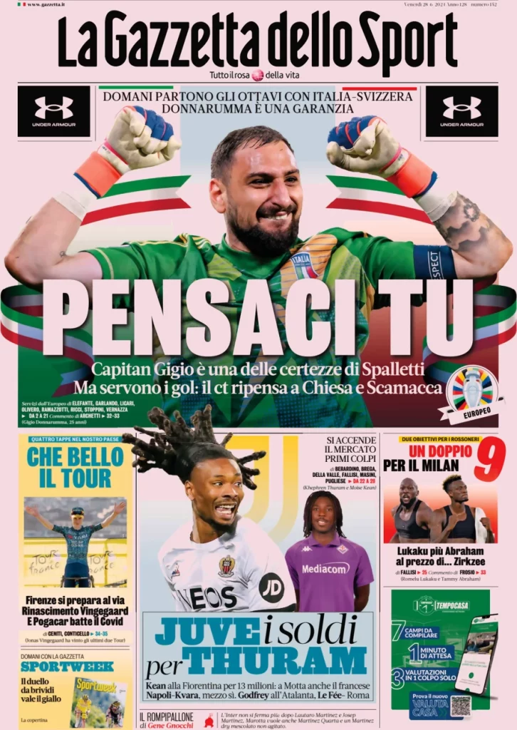 La prima pagina de La Gazzetta dello Sport: "Pensaci tu"