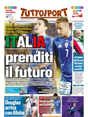 La Prima Pagina di Tuttosport: "Italia prenditi il futuro"
