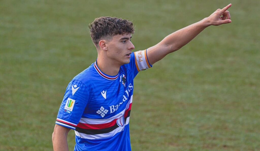 Francesco Conti con la maglia della Sampdoria